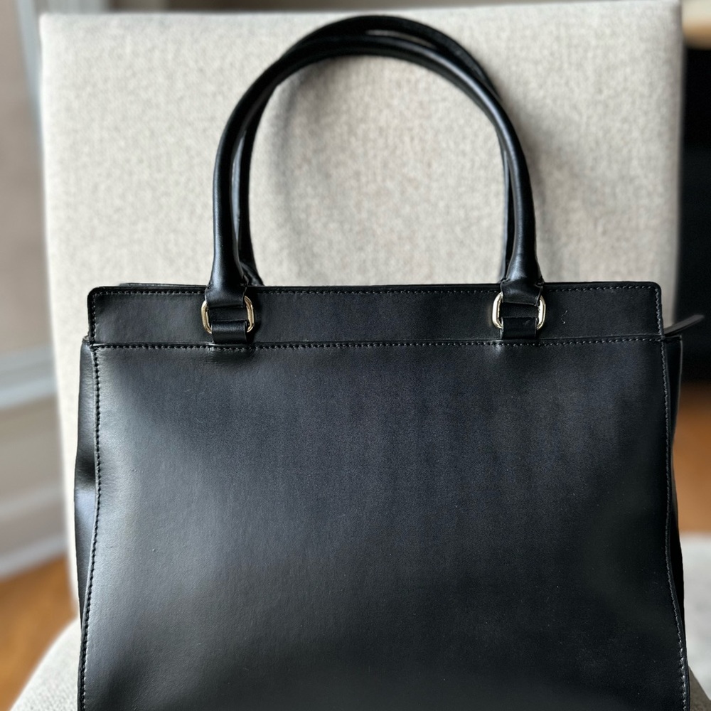 Kate Spade Montford Park Jovie, Black Elegant Leather Black Bow Tote Bag - Picture 6 of 16